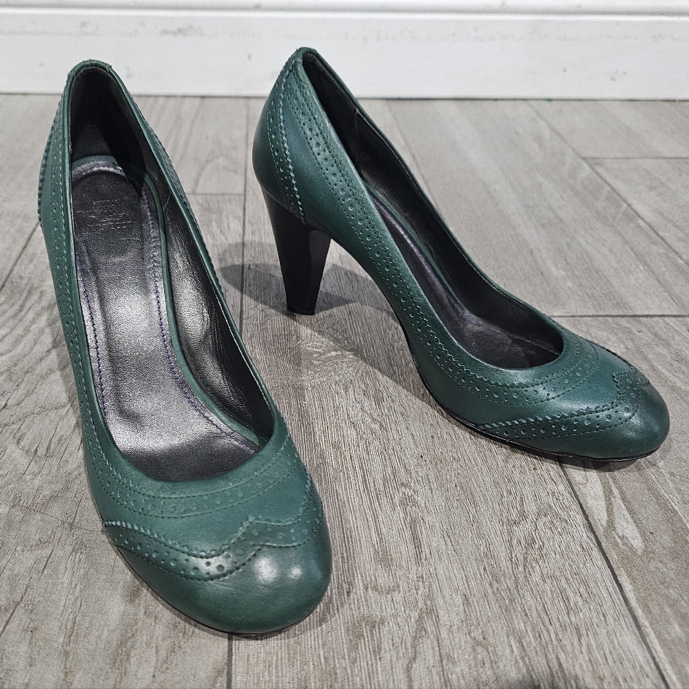 NAVYBOOT Italy Green Leather Wingtip Brogue Pumps 38.5/8M